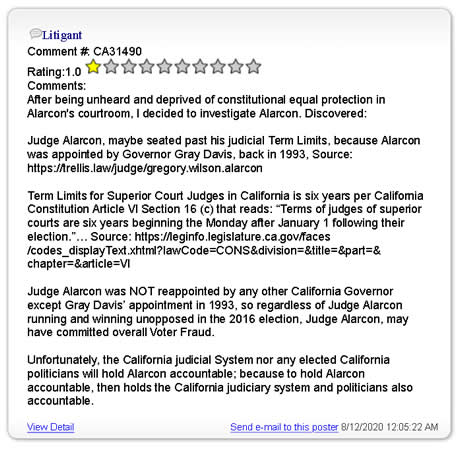 LOS ANGELES COUNTY SUPERIOR COURT JUDGE GREGORY W ALARCON