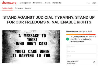 STAND AGAINST JUDICIAL TYRANNY; STAND UP FOR OUR FREEDOMS & INALIENABLE RIGHTS change org sign the petition for elizabeth harding weinstein new york new york