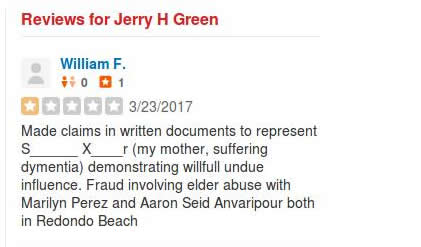 Los Angeles California corrupt lawyer Jerry H Green Yelp Review 2