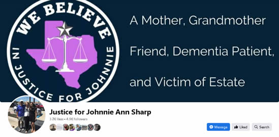 Facebook Waco Texas Corrupt Probate court abuses Johnnie Ann Sharp stopping son Brad Sharp from rescue