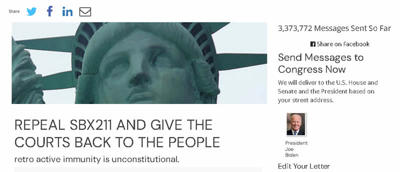 Petition 2 Congress REPEAL SBX211 AND GIVE THE COURTS BACK TO THE PEOPLE