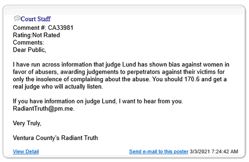 Judge Roger L Lund Corrupt Judge Roger Lynn Lund Ventura County Oxnard probate abuse immoral unethitical abuses authorityThe Robing Room CA State Judges Judge Roger Lund