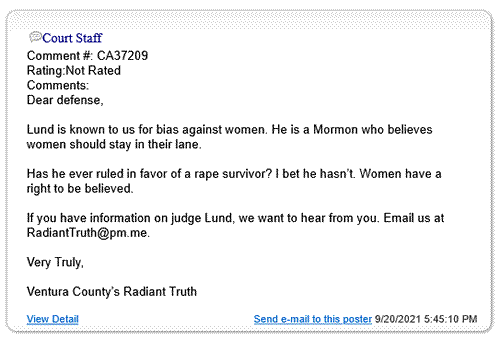 Judge Roger L Lund Corrupt Judge Roger Lynn Lund Ventura County Oxnard probate abuse immoral unethitical abuses authorityThe Robing Room CA State Judges Judge Roger Lund
