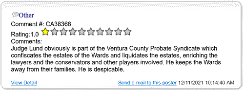 Judge Roger L Lund Corrupt Judge Roger Lynn Lund Ventura County Oxnard probate abuse immoral unethitical abuses authorityThe Robing Room CA State Judges Judge Roger Lund